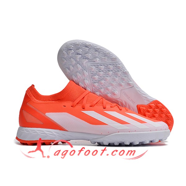 Adidas Chaussures de Foot X CRAZYFAST.3 TF BOOTS Orange/Blanc
