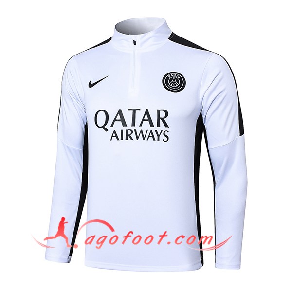 Sweatshirt Training PSG Blanc/Noir 2023/2024