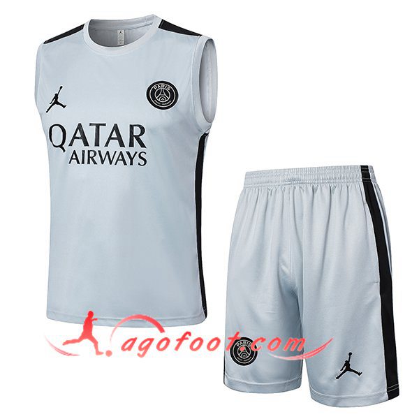 Ensemble Training Debardeur + Shorts Jordan PSG Blanc/Noir 2024/2025