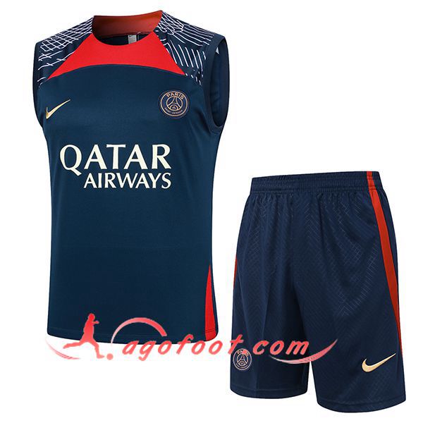 Ensemble Training Debardeur + Shorts PSG Bleu Foncé 2024/2025