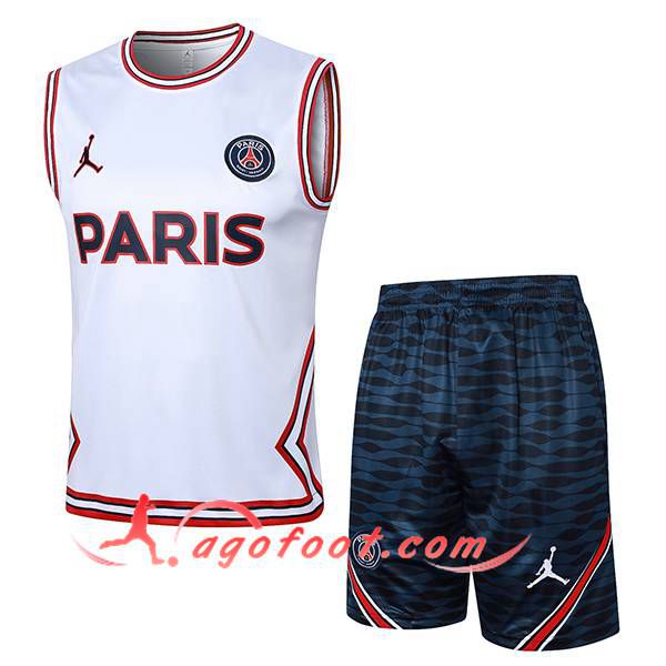 Ensemble Training Debardeur + Shorts Jordan PSG Blanc/Rouge 2024/2025