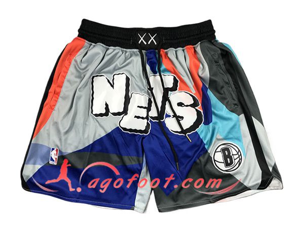 Shorts NBA Brooklyn Nets 2024/25 Gris/Bleu/Orange