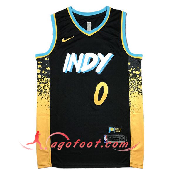Maillot Indiana Pacers (HALIBURTON #0) 2024/25 Noir/Jaune