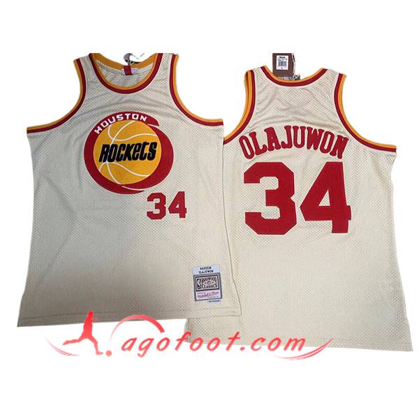 Maillot Houston Rockets (OLAJUWON #34) 2024/25 Blanc/Rouge/Jaune