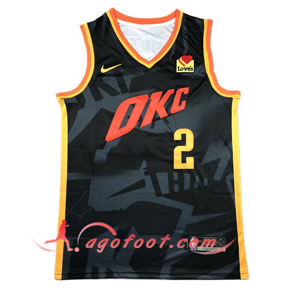 Maillot Oklahoma City Thunder (GILGEOUS-ALEXANDER #2) 2024/25 Noir/Gris/Jaune/Orange