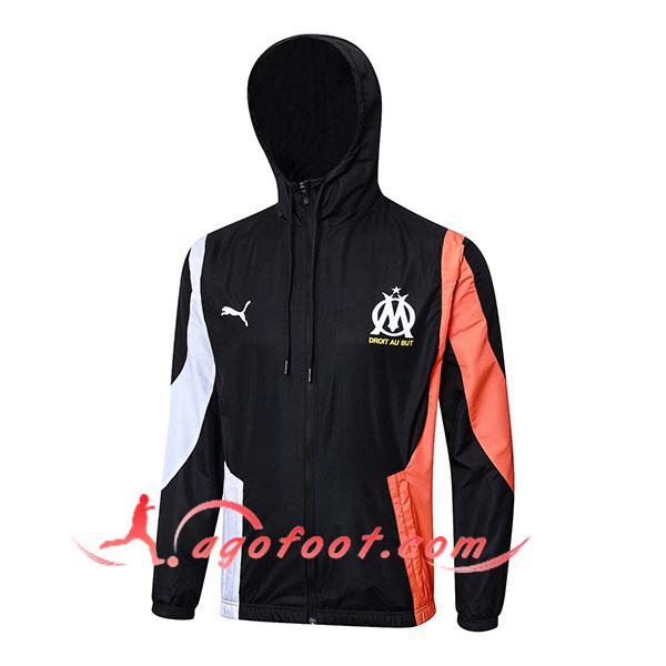 Coupe-Vent Marseille Noir/Blanc/Orange 2024/2025