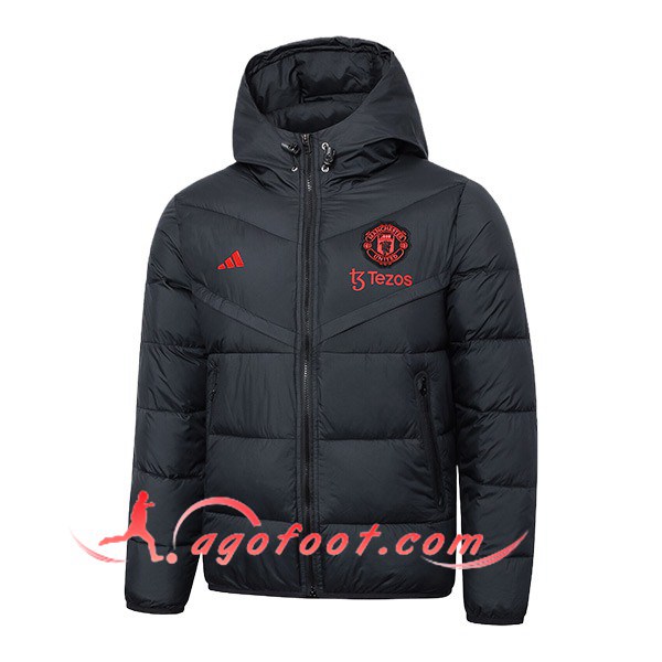 Nouveau Doudoune A Capuche Manchester United Noir 2024/2025