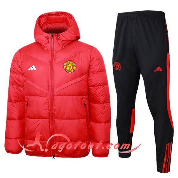 Ensemble Doudoune A Capuche Manchester United Rouge 2024/2025
