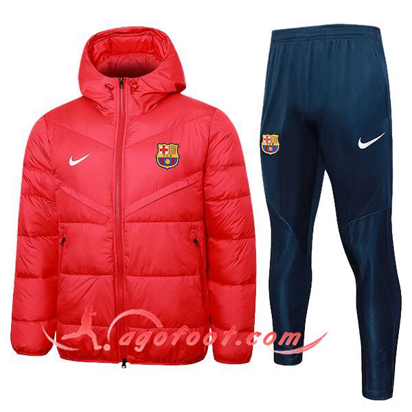 Ensemble Doudoune A Capuche FC Barcelone Rouge 2024/2025