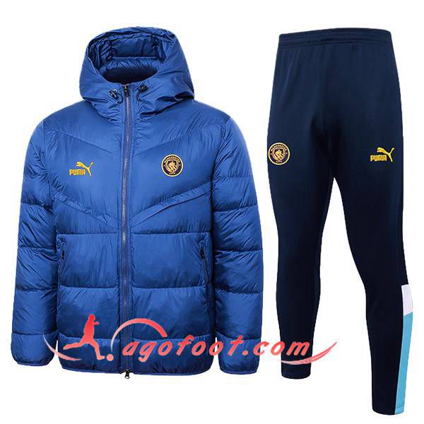 Ensemble Doudoune A Capuche Manchester City Bleu 2024/2025
