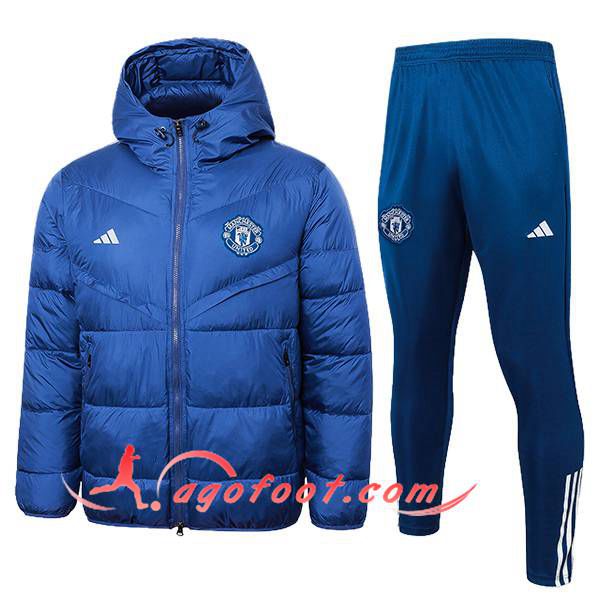 Ensemble Doudoune A Capuche Manchester United Bleu 2024/2025