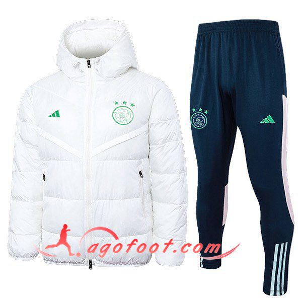 Ensemble Doudoune A Capuche Ajax Blanc 2024/2025