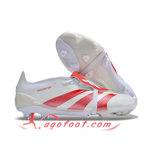 Adidas Chaussures de Foot Predator Elite Tongue FG Blanc/Rouge