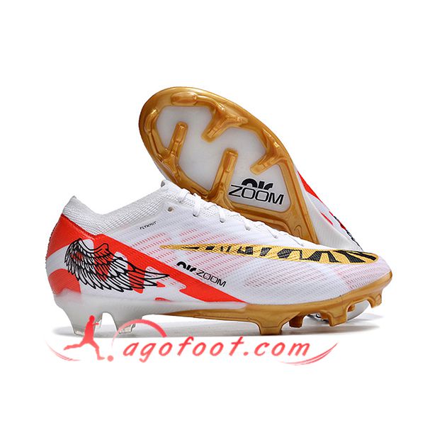 Nike Chaussures de Foot Air Zoom Mercurial Vapor 15 Elite Xxv FG Blanc/Jaune/Orange -02