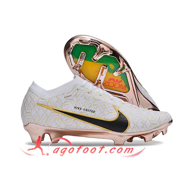 Nike Chaussures de Foot AIR Zoom Mercurial Vapor 15 Elite XXV FG NU Blanc/Noir/Jaune
