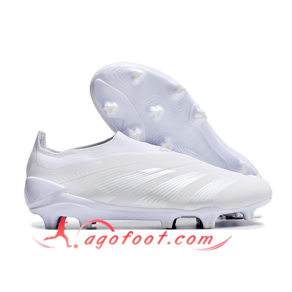 Adidas Chaussures de Foot PREDATOR ELITE LACELESS BOOTS FG Blanc