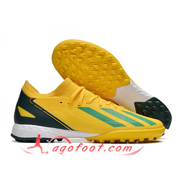 Adidas Chaussures de Foot X CRAZYFAST.3 TF BOOTS Jaune/Noir/Vert
