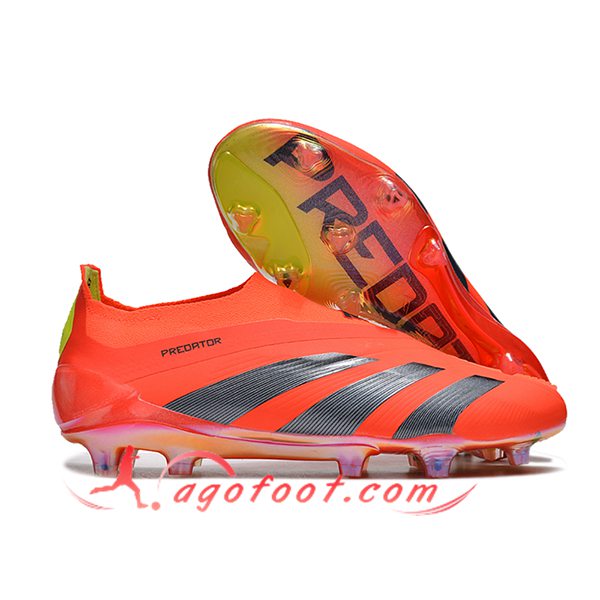 Adidas Chaussures de Foot PREDATOR ELITE LACELESS BOOTS FG Gris/Orange
