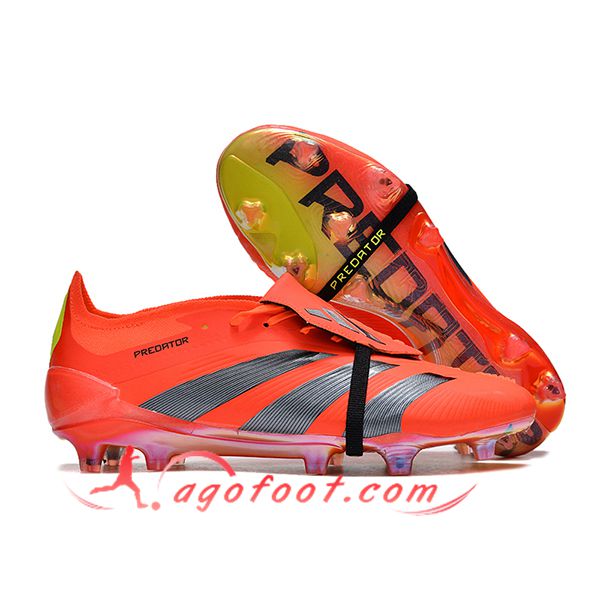 Adidas Chaussures de Foot Predator Elite Tongue FG Gris/Orange