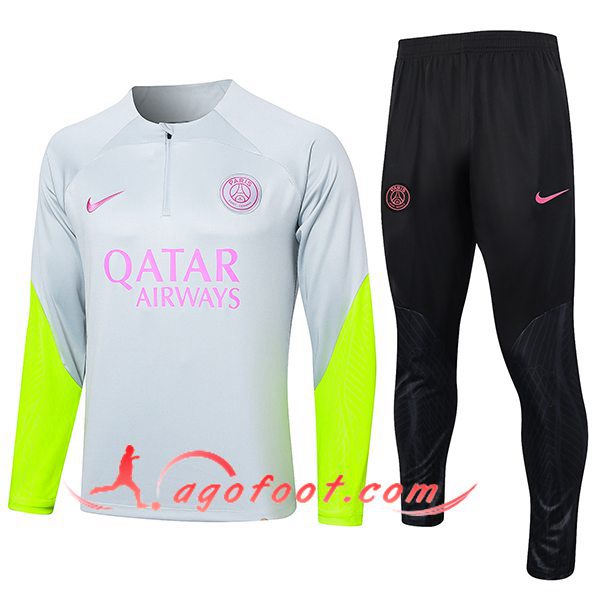 Ensemble Survetement de Foot PSG Gris/Jaune 2024/2025