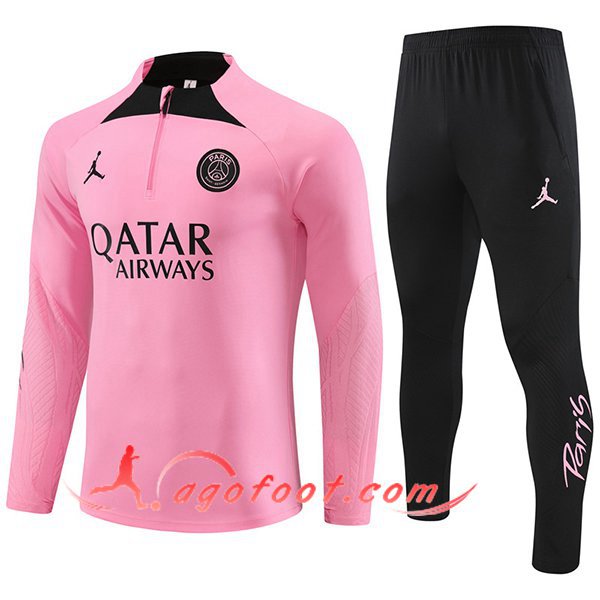 Ensemble Survetement de Foot Jordan PSG Rose/Noir 2024/2025