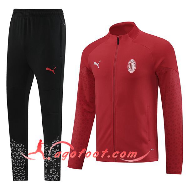 Ensemble Survetement de Foot Milan AC Rouge/Noir 2024/2025