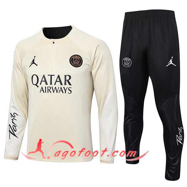 Ensemble Survetement de Foot Jordan PSG Jaune/Noir 2024/2025