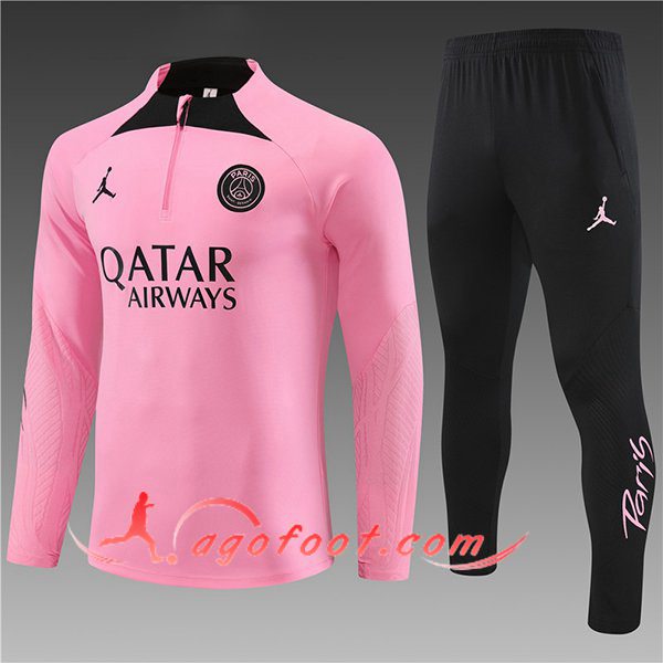 Ensemble Survetement de Foot Jordan PSG Enfant Rose/Noir 2024/2025