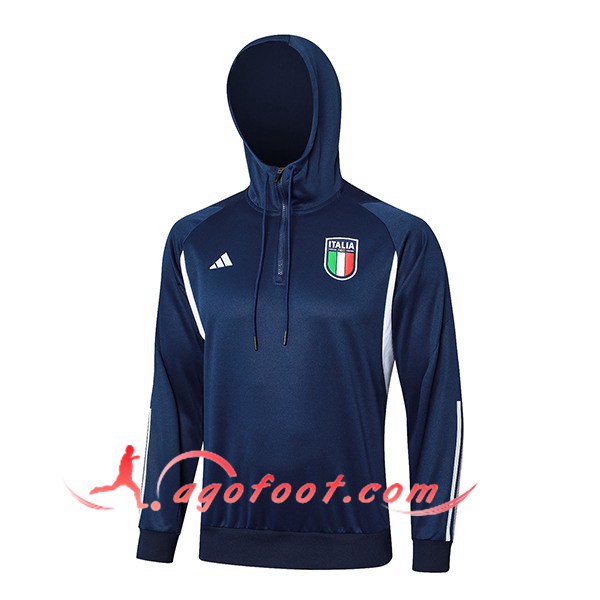 Sweatshirt Training Capuche Italie Bleu Foncé 2024/2025