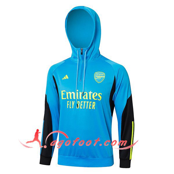 Sweatshirt Training Capuche Arsenal Bleu/Noir/Jaune 2024/2025