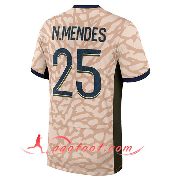 Maillot de Foot PSG (N.MENDES #25) 2023/2024 Fourth