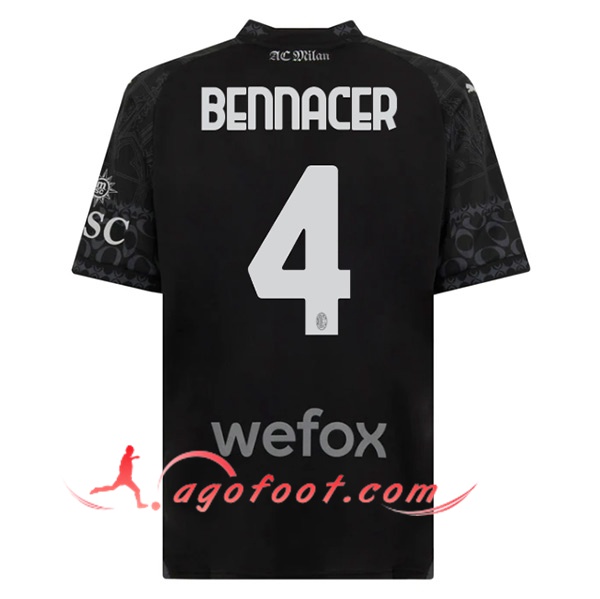 Maillot de Foot AC Milan (BENNACER #4) 2023/2024 Fourth Noir