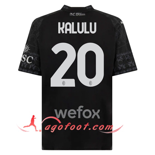 Maillot de Foot AC Milan (KALULU #20) 2023/2024 Fourth Noir