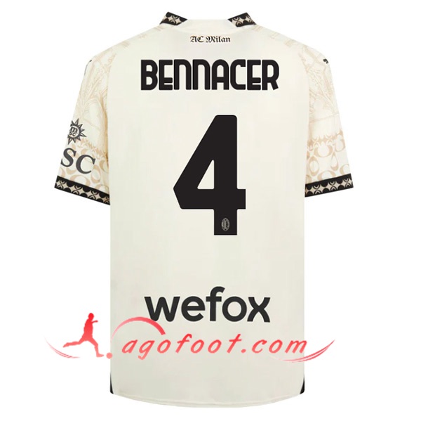 Maillot de Foot AC Milan (BENNACER #4) 2023/2024 Fourth Blanc