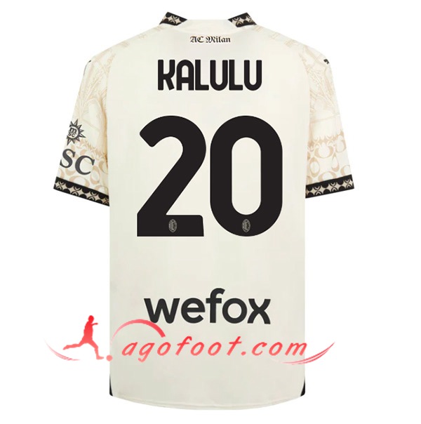 Maillot de Foot AC Milan (KALULU #20) 2023/2024 Fourth Blanc