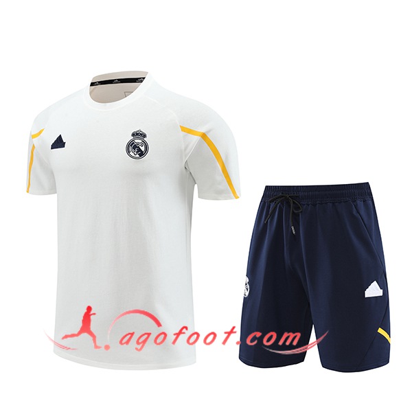 Ensemble Training T-Shirts + Shorts Real Madrid Blanc/Noir 2024/2025