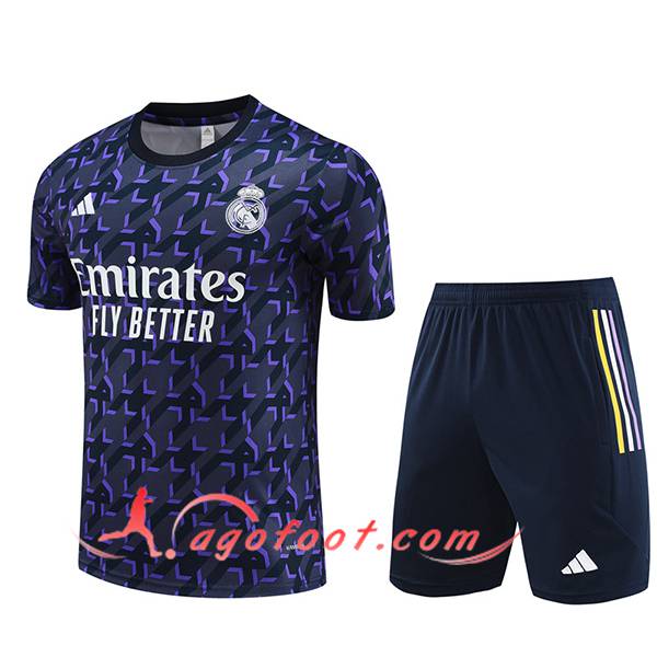 Ensemble Training T-Shirts + Shorts Real Madrid Pourpre/Noir 2024/2025