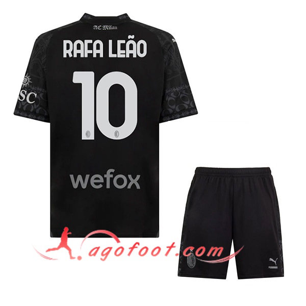 Maillot de Foot Milan AC (RAFAEL LEÃO #10) Enfants 2023/2024 Fourth Noir