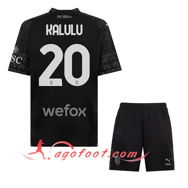 Maillot de Foot Milan AC (KALULU #20) Enfants 2023/2024 Fourth Noir