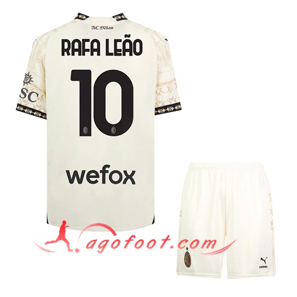 Maillot de Foot Milan AC (RAFAEL LEÃO #10) Enfants 2023/2024 Fourth Blanc