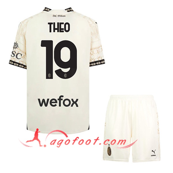 Maillot de Foot Atalanta (THEO #19) Enfants 2023/2024 Fourth Blanc
