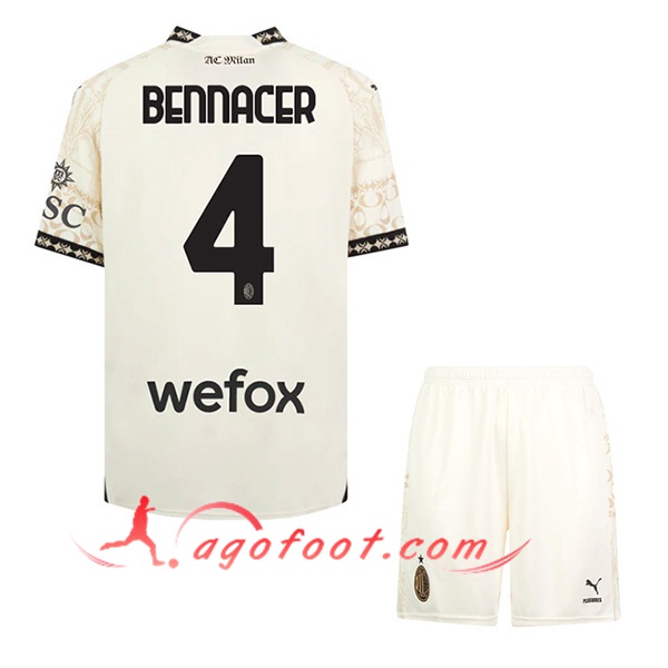 Maillot de Foot Milan AC (BENNACER #4) Enfants 2023/2024 Fourth Blanc