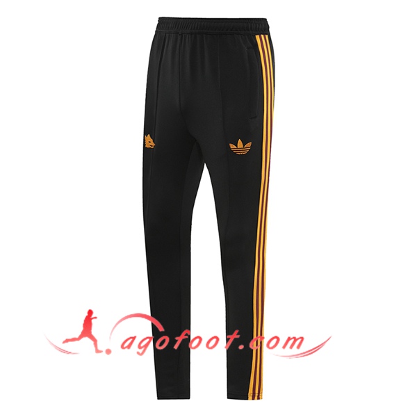 Pantalon Foot AS Roma Noir/Jaune 2024/2025