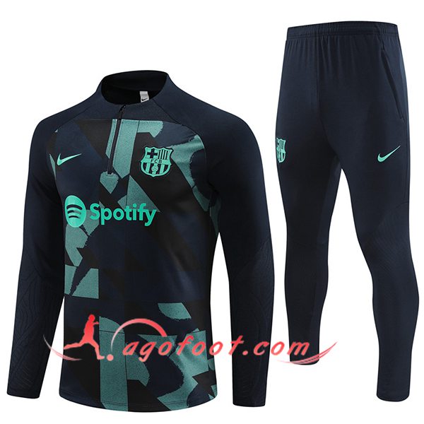 Ensemble Survetement de Foot FC Barcelone Noir/Vert 2024/2025