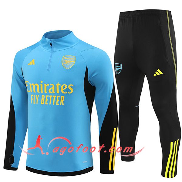 Ensemble Survetement de Foot Arsenal Bleu/Noir/Vert 2024/2025