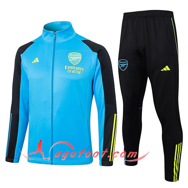 Ensemble Survetement de Foot Veste Foot Arsenal Bleu/Noir/Jaune 2024/2025