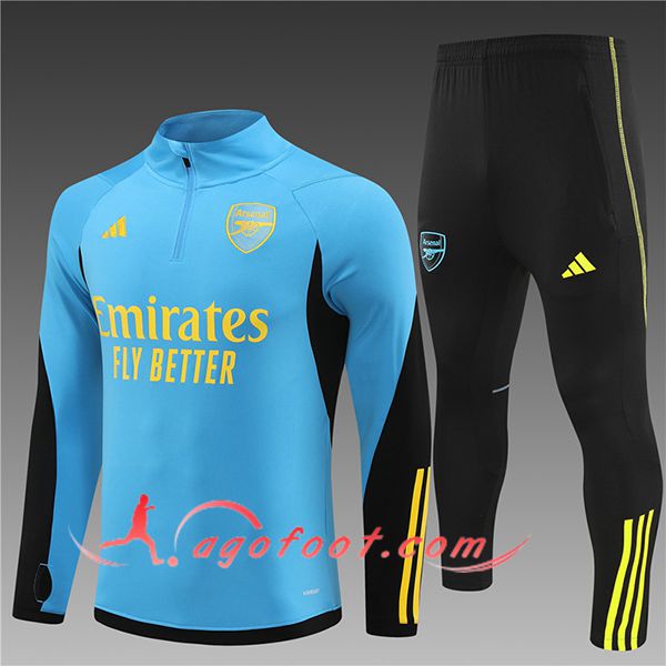Ensemble Survetement de Foot Arsenal Enfant Bleu/Noir/Vert 2024/2025