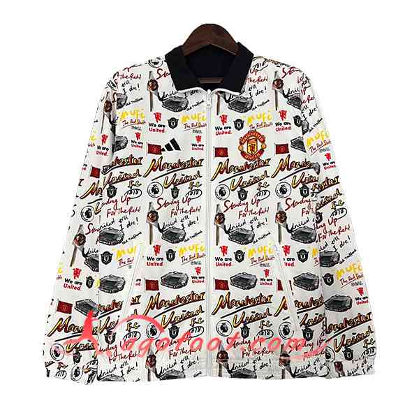 Coupe-Vent Manchester United Blanc/Noir/Jaune 2024/2025