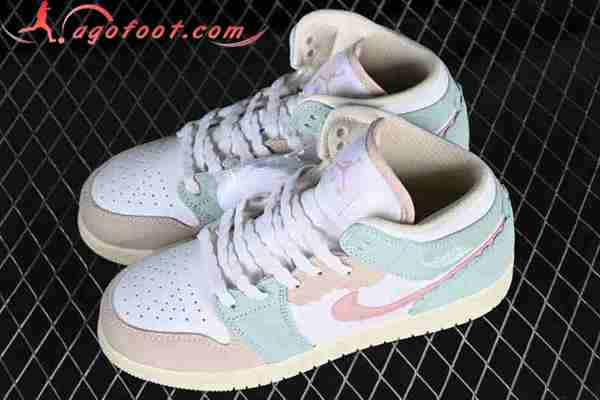 Nike Air Jordan 1 Mid Blanc/Rose/Vert DZ5361-100