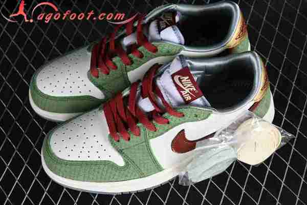 Nike Air Jordan 1 Low Blanc/Vert/Rouge FN3727-100